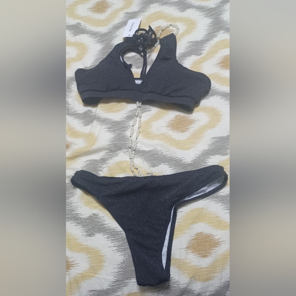 Black Glitter Bikini Set